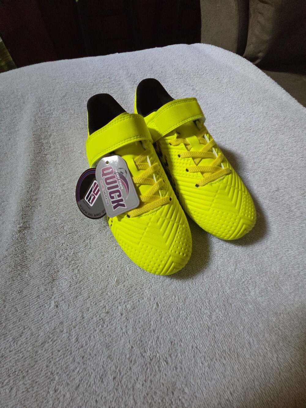 Brooman Kids Quick Firm Ground Soccer Cleats in Yellow/Lime green